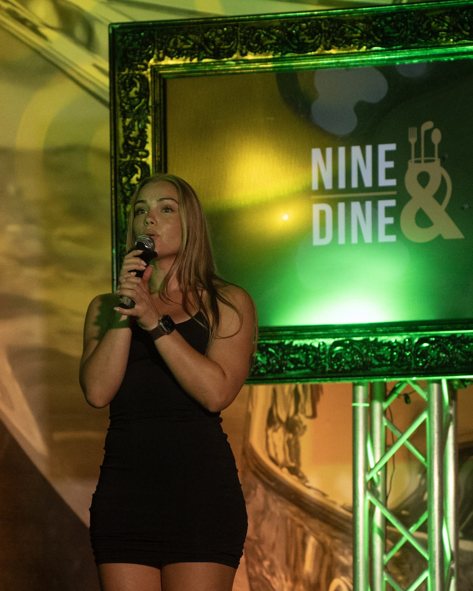 A singer performing during the evening at Nine and Dine